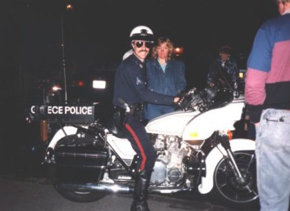 Officer Andy Elmore on Greece Police Department Motorcycle