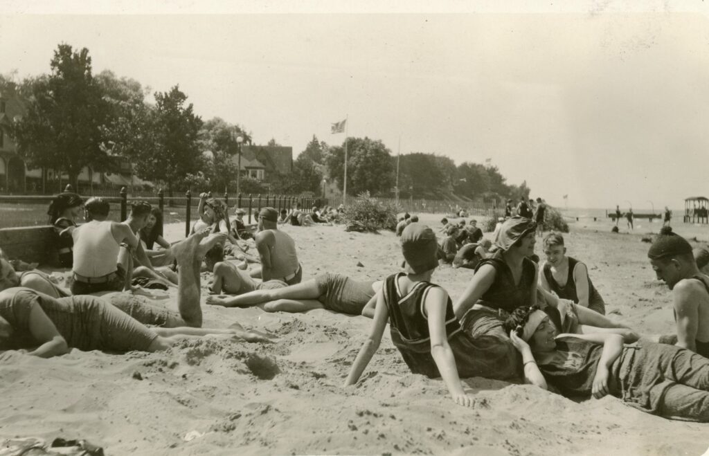 Beachgoers at Ontario Beach Park in Charlotte