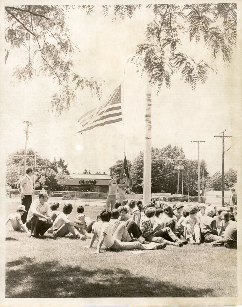 Lowering of Flag on Last Day of Britton Road Junior High School