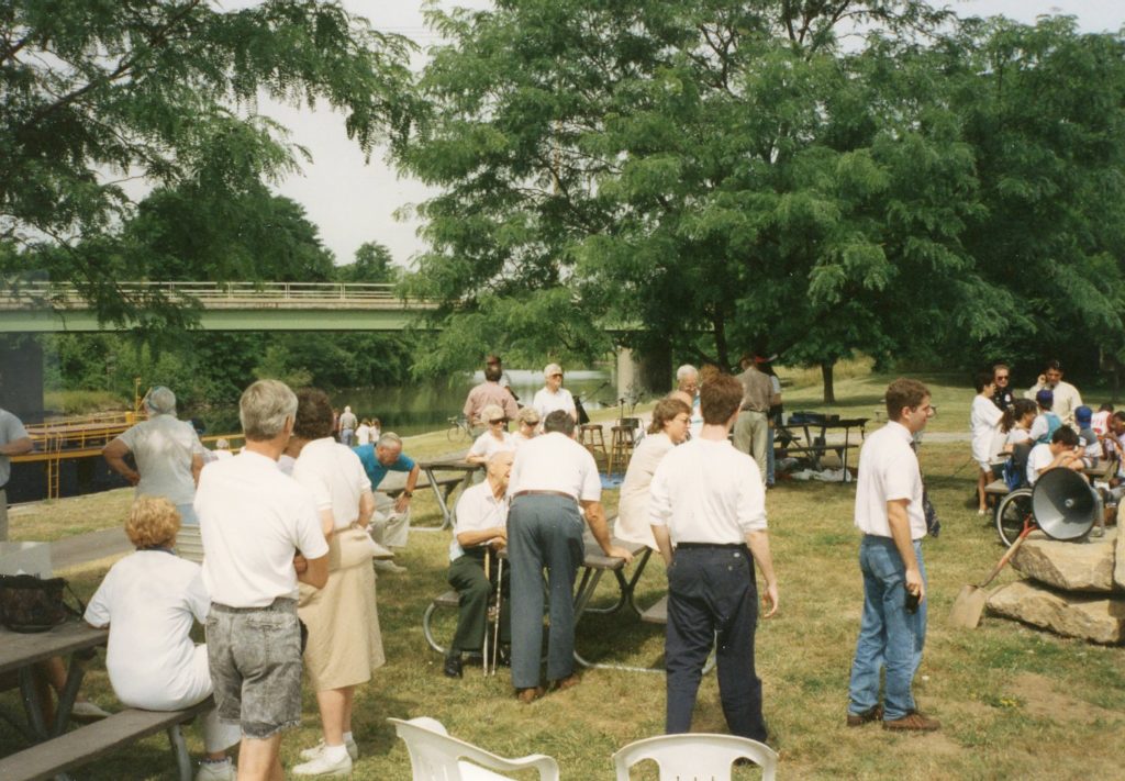 Gathering at Henpeck Park during “Discover Canal Day” Celebration