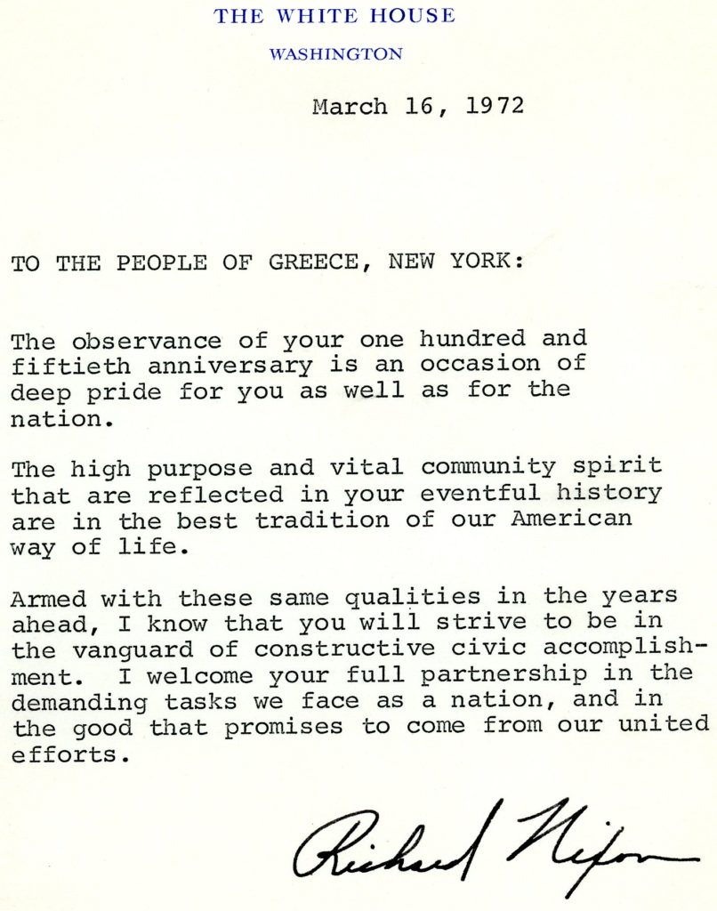 Congratulatory Letter from President Richard M. Nixon