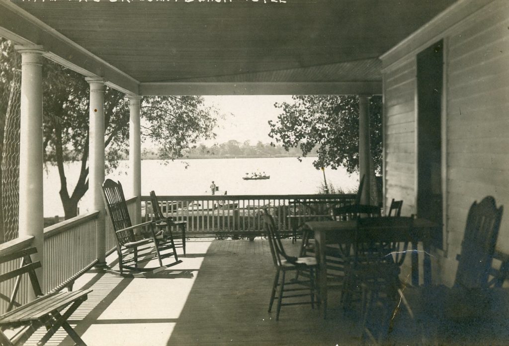 View of Buck Pond from Veranda of Crescent Beach Hotel