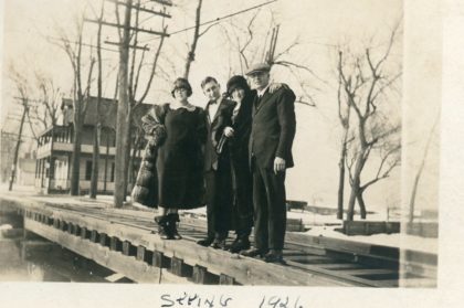 Vacationers on the Trestle Near Lakeview Hotel