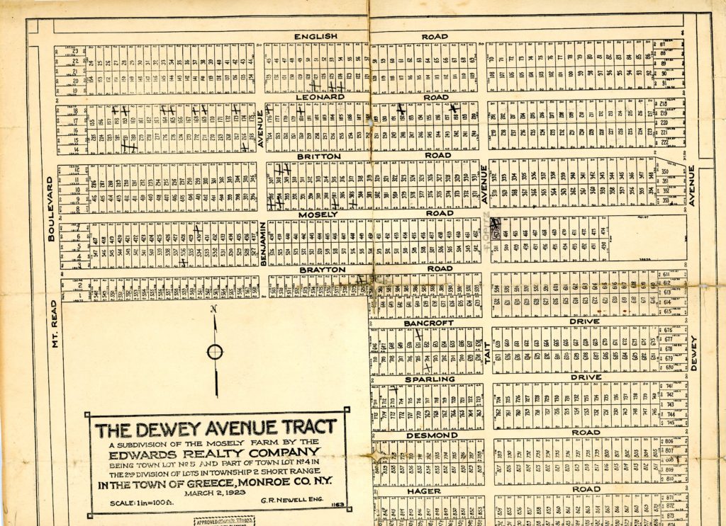 The Dewey Avenue Tract Subdivision Map 1923
